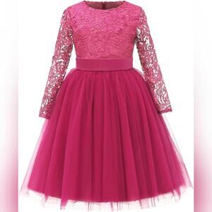 NWT Long Sleeves Lace Top Tulle Skirt for Girls, Flower Girl, Parties, Sz. 6